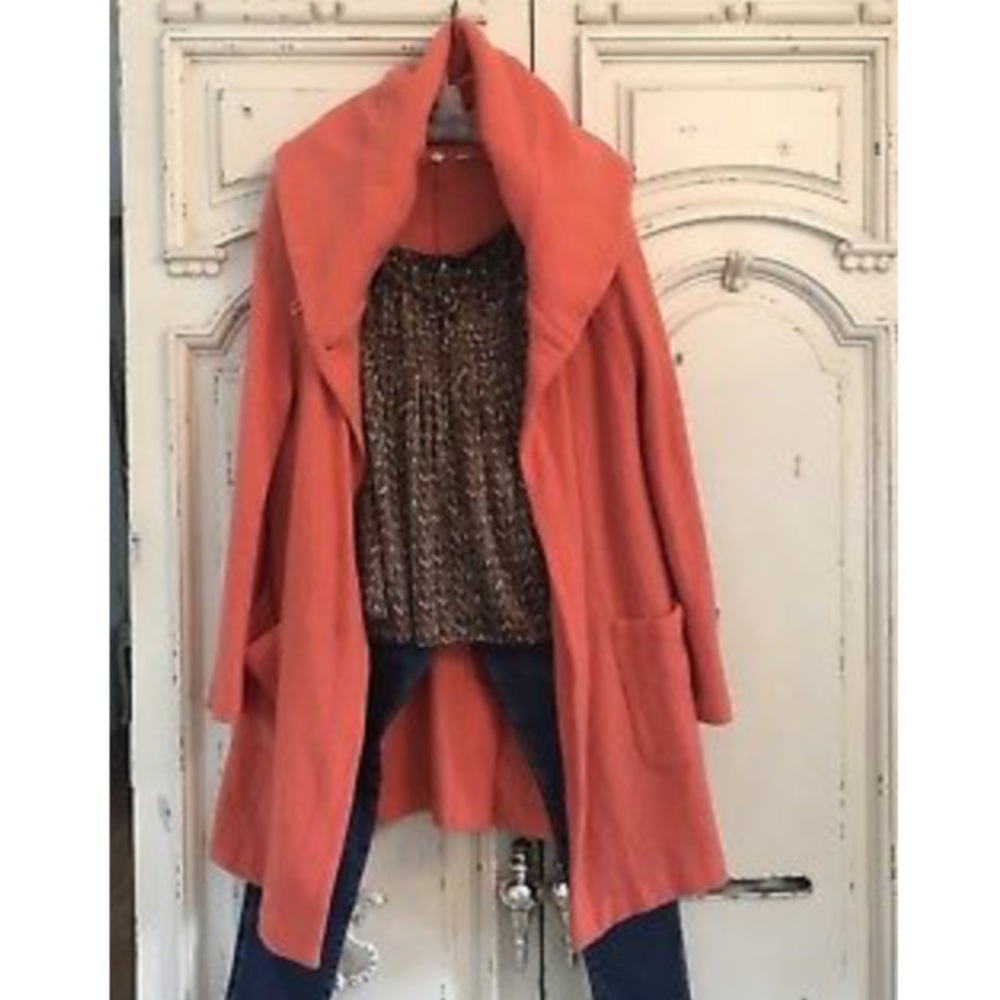 Anthropologie Moth Melon Lightweight Wool Coat